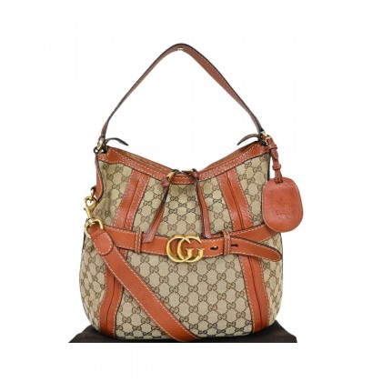 GUCCI GG canvas and leather large tote bag