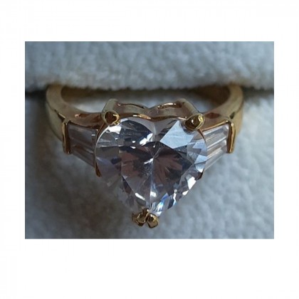 Gold plated heart shaped  Ring with zircon size 54/55