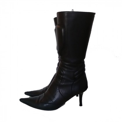 Kalogirou black leather boots size 37