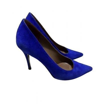 KALOGIROU blue suede pointed toe pumps size 36.5