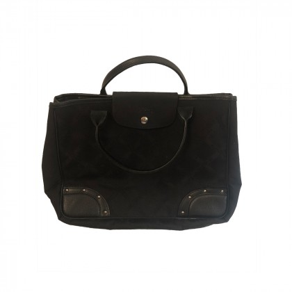 Longchamp black canvas tote bag