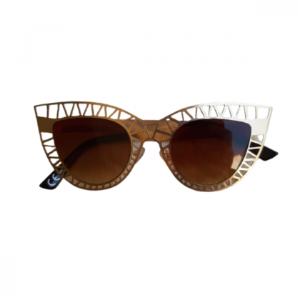 Vintage gold matte sunglasses in butterfly shape