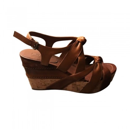 MIU MIU brown leather platform sandals size 38 brand new 