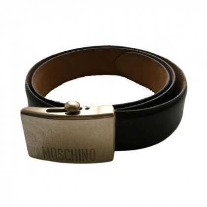 Moschino Black Leather Belt 86cm