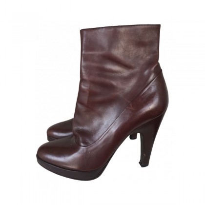 Prada brown leather ankle boots size 38