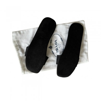 PRADA black satin slippers size 38.5 BRAND NEW