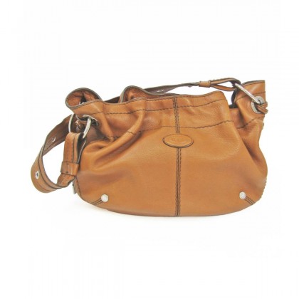 TOD'S camel  Leather Shoulder Bag 
