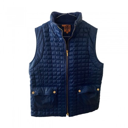 Tory Burch cobalt blue quilted vest size small 