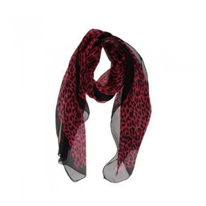 VALENTINO silk pink/black leopard print scarf