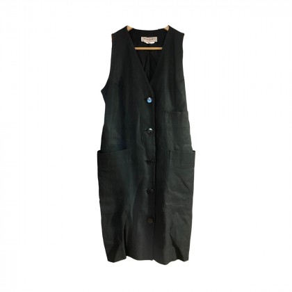 Yves Saint Laurent black mid-length linen dress size FR 40