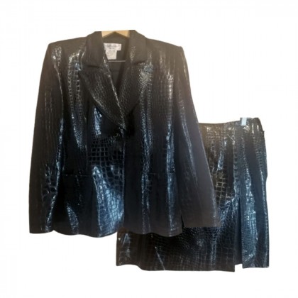 Yves Saint Laurent 70's vintage croc effect leather suit  size FR42