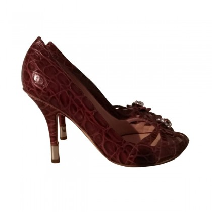Giuseppe Zanotti peep toe croc effect  leather high heels size 36.5 brand new 