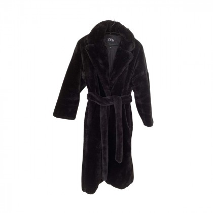 Zara faux fur belted coat size L Brand new