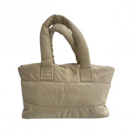 CHANEL COCO COCOON beige lambskin leather tote bag 
