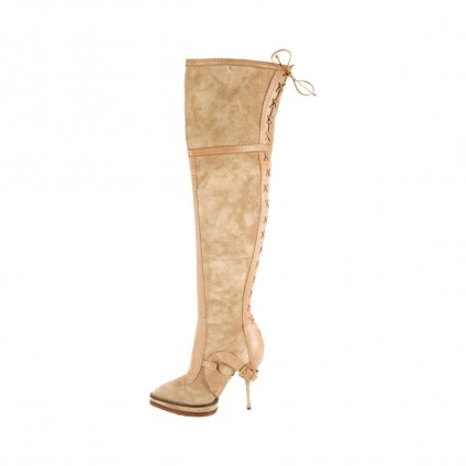 Dior Beige Intrigante over the knee Boots size 38.5