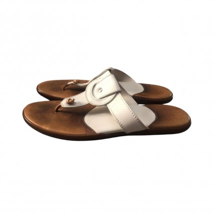 HOGAN white leather sandals size 37.5