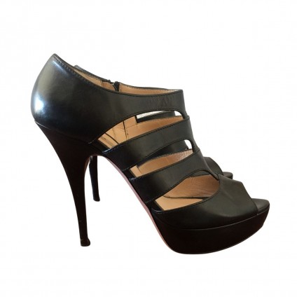 Prada black leather heeled sandals size IT 39.5
