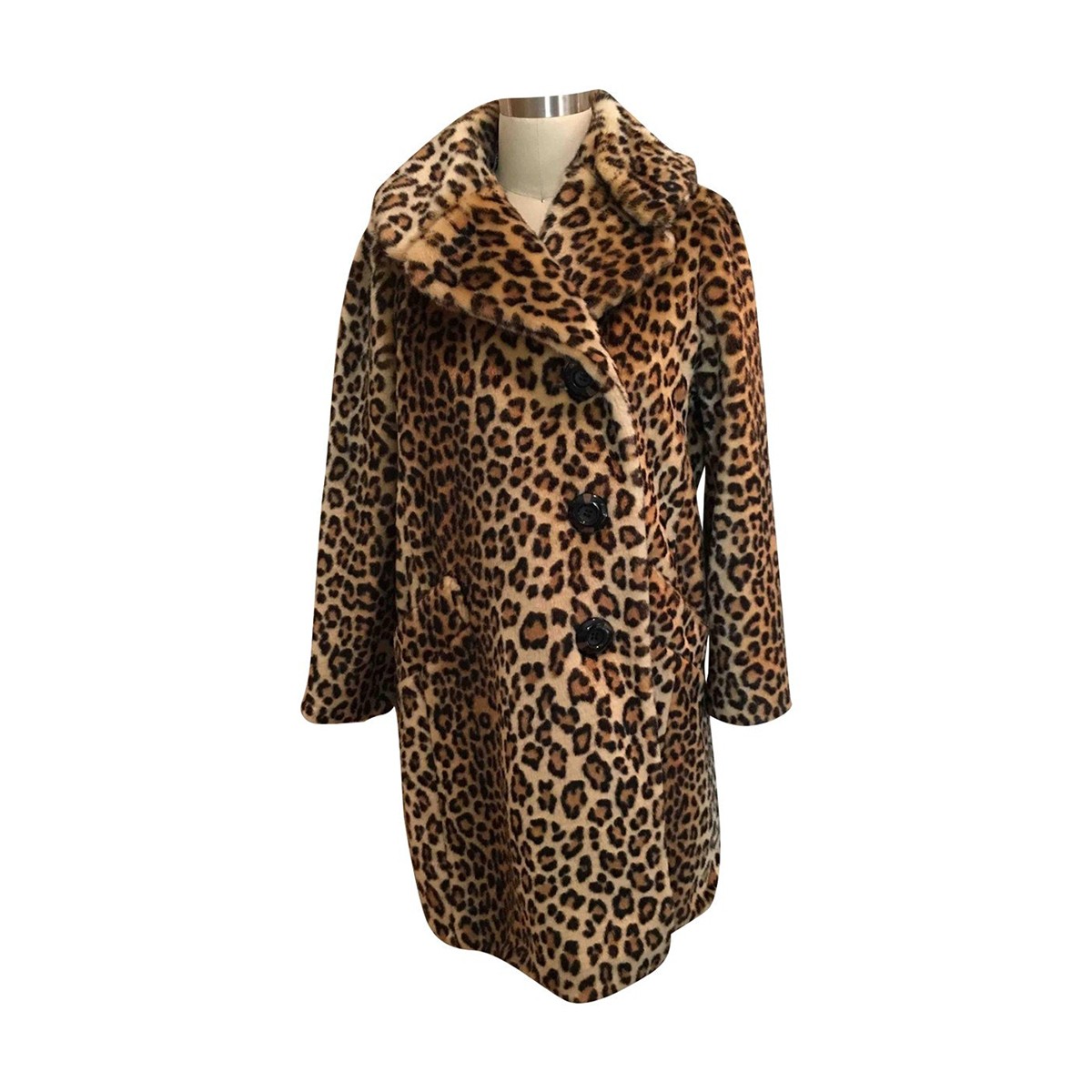 TOP SHOP FAUX FUR LEOPARD COAT